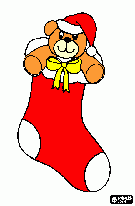 για ζωγραφικήειναι  μια  χριστουγεννιατικη    καλτσα   που   εχει  πανω   της    ενα    αρκουδακι