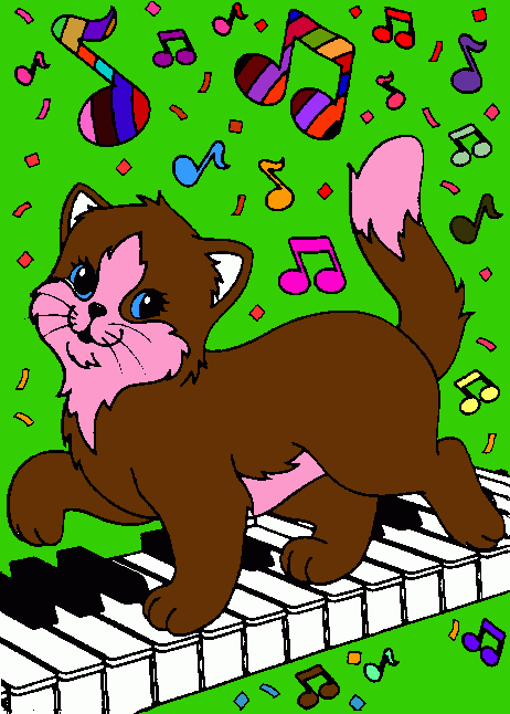 για ζωγραφικήmia gata pano se ena piano kai notes serpatines