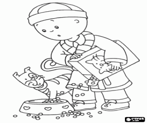 για ζωγραφική Caillou και η γάτα τροφή για Gilbert