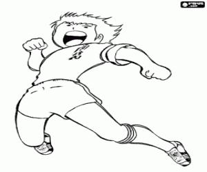 για ζωγραφική Captain Tsubasa γιορτάζει ένα γκολ