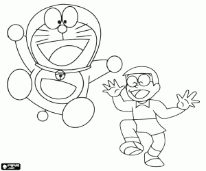 για ζωγραφική Doraemon και Nobita, οι πρωταγωνιστές
