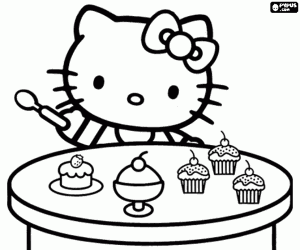 για ζωγραφική Hello Kitty και τα cupcakes