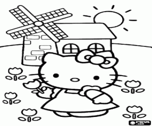 για ζωγραφική Hello Kitty και τις παπαρούνες