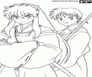 για ζωγραφική InuYasha και Miroku, ο βουδιστής μοναχός