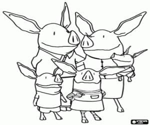 για ζωγραφική Olivia των χοιριδίων με την οικογένειά της