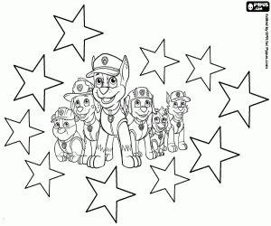 για ζωγραφική Paw Patrol σκύλοι και αστέρια