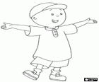 Caillou με σκούφος, χαρούμενος και με ανοιχτές αγκάλες το καλοκαίρι