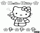 Hello Kitty με λουλούδια και πουλιά