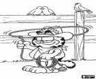 Garfield η καουμπόη στρέφοντας το λάσο πάνω από το κεφάλι του