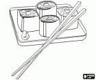 Ιαπωνικά τροφίμων με chopsticks, είναι γνωστή ως maki επειδή είναι σούσι έλασης με φύκια