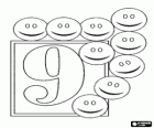 Αριθμός 9 με εννέα χαρούμενα πρόσωπα ή smiley