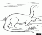 Apatosaurus ή Brontosaurus διερευνά τον ορίζοντα με το μακρύ λαιμό της,