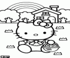 Hello Kitty με ένα καλάθι γεμάτο φράουλες