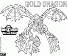 Gold Dragon. Invizimals The Lost Tribes. δράκος χρυσού με τέσσερα φτερά που λάμπει πάνω από τον ήλιο