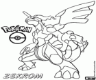Zekrom, θρυλικό Pokémon, δράκων / ηλεκτρικά. Λευκή Pokémon μασκότ