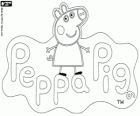 Μια σελίδα χρωματισμός με το λογότυπο του Peppa Pig, Πέππα χοίρων, το πιο διάσημο μικρό γουρούνι