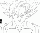 Το πρόσωπο του Goku, ένας πολεμιστής Super Saiyan Dragon Ball
