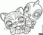 Δύο πιό Littlest PetShop ζώα: ένα Τιγράκι και ένα μικρό πουλί