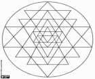 Μάνταλα Yantra γίνεται με μια ακολουθία των τριγώνων