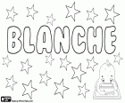 Blanche, όνομα για το κορίτσι της γερμανικής προέλευσης. Προέρχεται από την γερμανική Blank, η σημασία του είναι λευκό και καθαρό