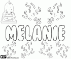 Melanie, όνομα της ελληνικής καταγωγής. Προέρχεται από τη Μελαινα δηλ, όνομα από την ελληνική μυθολογία. Melanie, όνομα σε πολλές γλώσσες. Melanie με παραλλαγές όπως Melania, Melany και Melanija