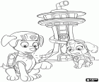 Zuma και Skye είναι έξω από τα κεντρικά γραφεία της Paw Patrol. Τα κουτάβια να λάβουν το σήμα συναγερμού στα τους διαδραστικό περιδέραια