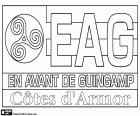 Ασπίδα της Αν Αβάν ντε Γκανγκάμπ, Avant de Guingamp Côtes-d'Armor, EA Guingamp, ποδοσφαιρική ομάδα της Ναντ, Gwenamp στα βρετονικά, πόλη του τμήματος Côtes-d'Armor Βρετάνη στα βορειοδυτικά της Γαλλίας