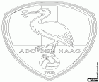 Ασπίδα της Άντο Ντεν Χάαχ, Alles Door Oefening Den Haag, ποδοσφαιρική ομάδα με έδρα τη Χάγη, πόλη στη δυτική ακτή των κάτω χωρών και η πρωτεύουσα της επαρχίας της Νότιας Ολλανδίας. Η Χάγη είναι η έδρα της ολλανδικής κυβέρνησης, το διοικητικό κέντρο της χώρας και η τρίτη μεγαλύτερη πόλη στην Ολλανδία