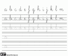 Μια άσκηση καλλιγραφία με το αλφάβητο, τα πεζά γράμματα από το Α έως M