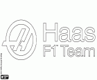 Το λογότυπο της Χάας Φόρμουλα 1, Haas F1 Team, η αγωνιστική ομάδα της Φόρμουλα 1