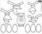 Παζλ του βιντεοπαιχνιδιού Angry Birds. Θυμωμένος πουλιά, αυγά και χοίρους