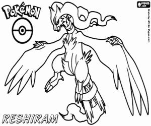 για ζωγραφική Reshiram, ένα μαύρο pokémon