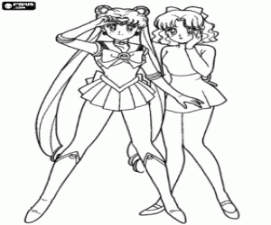 για ζωγραφική Sailor Moon με το φίλο της Molly