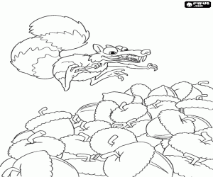 για ζωγραφική Scrat ο σκίουρος και βελανίδια