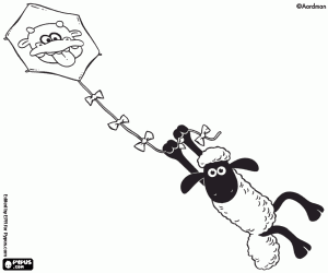 για ζωγραφική Shaun τα πρόβατα και ένα χαρταετό
