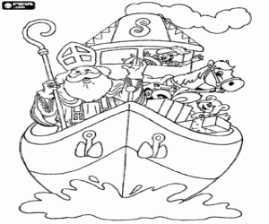 για ζωγραφική Sinterklaas στην βάρκα ατμού