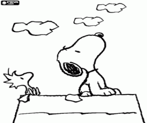 για ζωγραφική Snoopy και Woodstock κοιτάζοντας τον ουρανό