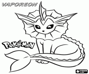 για ζωγραφική Vaporeon, ένα pokemon που υδρόβια