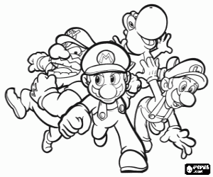 για ζωγραφική Wario, Mario, Yoshi και Luigi
