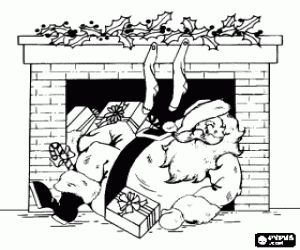 για ζωγραφική Άγιος Βασίλης μπροστά από το τζάκι