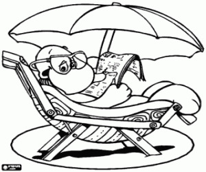 για ζωγραφική Άνθρωπος με την εφημερίδα στην παραλία