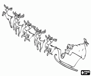 για ζωγραφική Έλκηθρο με δώρα κατά την πτήση