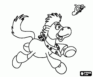 για ζωγραφική Ένα foal και η πεταλούδα