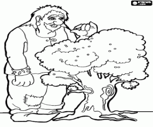 για ζωγραφική Ένα γιγαντιαίο και ένα δέντρο