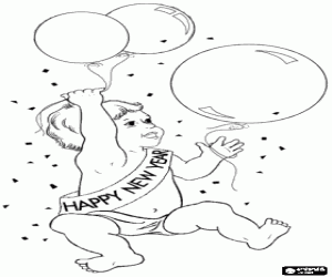 για ζωγραφική Ένα ευτυχισμένο μωρό, το νέο έτος