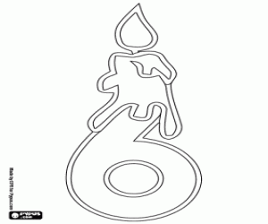 για ζωγραφική Ένα κερί και τον αριθμό έξι