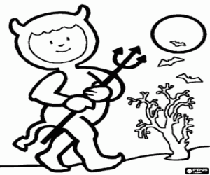 για ζωγραφική Ένα μικρό αγόρι με διάβολος φόρεμα