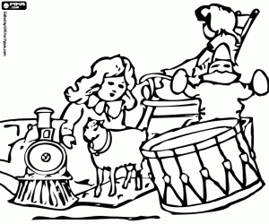 για ζωγραφική Ένα μικρό κορίτσι με τα χριστουγεννιάτικα δώρα