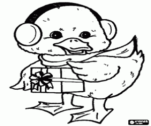 για ζωγραφική Ένα παπάκι για ένα κρύο Χριστούγεννα