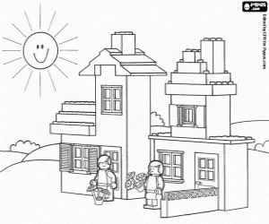 για ζωγραφική Ένα σπίτι με έναν κήπο των Lego